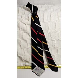 Vintage Yves Saint Laurent (YSL) Red and Gold Diagonal Stripe Silk Tie